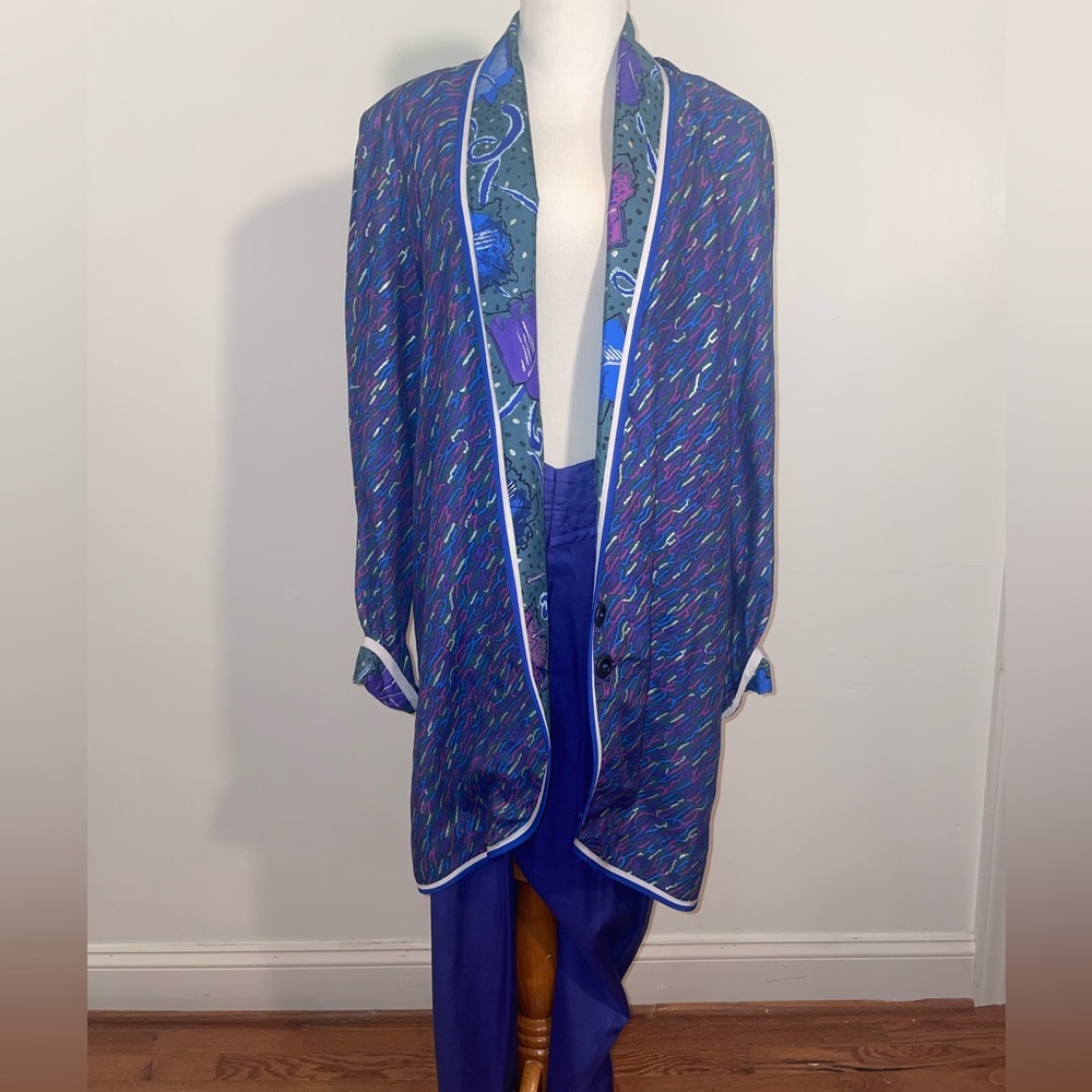 Vintage Jeanne Marc Vintage Womens Top Sz4/6 & Pants sz8/10 Set  Blue